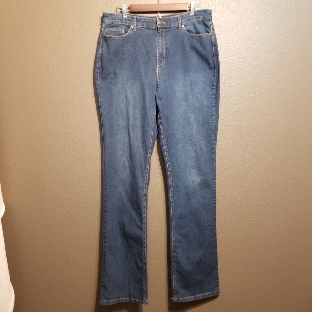 Chirstopher & Banks 12 Long Jeans Stretch Straight Leg Med Wash Comfort Classic